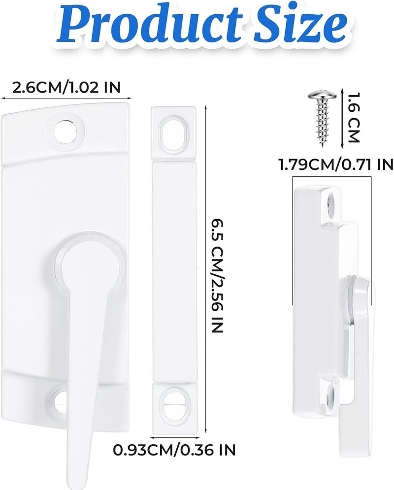 Exclaith 2 Pack Window Sash Locks Window Latches Replacement Cam Action White Window-Locks White Cam Sash Locks Hole Center for up and Down Windows - Image 2